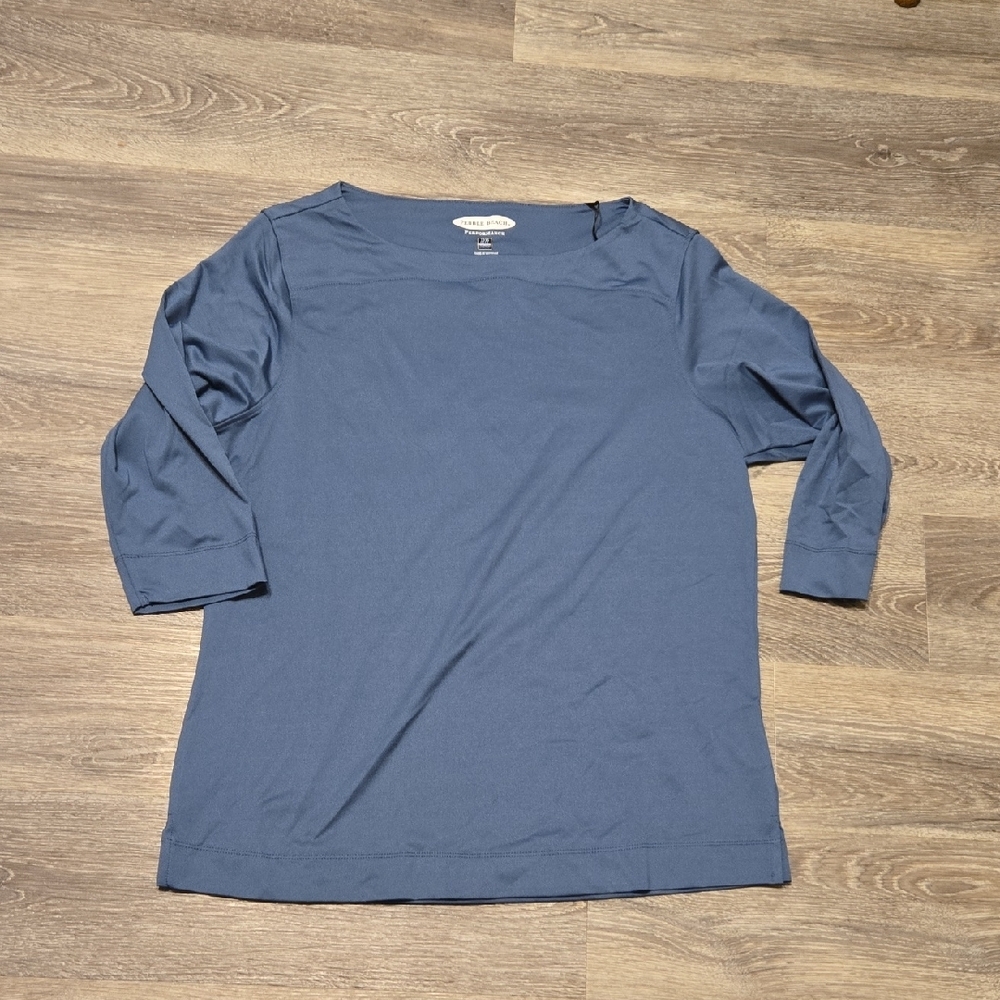 NWT Federal Blue Boatneck Pebble Beach Performance Top Sz L